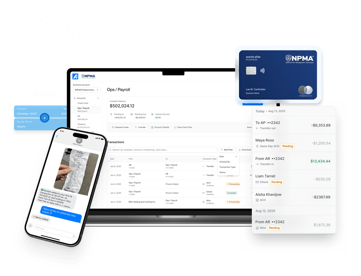Affiniti cards and dashboards for NPMA members